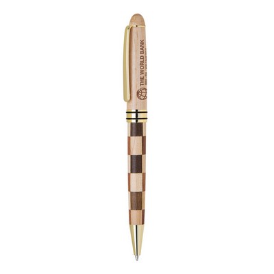 Wood Checkerboard Ballpoint Pen