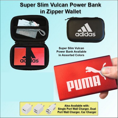 3000mAh Super Slim Vulcan Power Bank w/Zipper Wallet Gift Set - Red No Extra Tariff