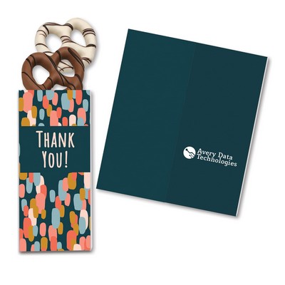 One Color Foil-Stamped Stock Gratitude Sweeter Cards with Chocolate Dipped Pretzels