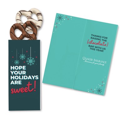 One Color Foil-Stamped Stock Holiday Sentiment Sweeter Cards with Chocolate Dipped Pretzels