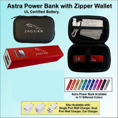 Astra Power Bank Gift Set in Zipper Wallet 3000 mAh - Red No Extra Tariff