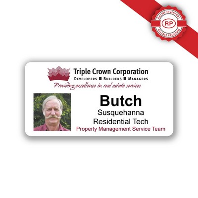USA Made Tamper Evident Photo ID Badge (1.5"x3") Small Horizontal Rectangle