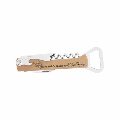 Light Brown Leatherette Wine Bottle Opener