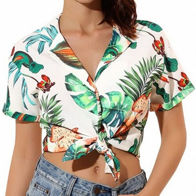 Women's Sublimation Hawaiian Tie Shirt - Premium Polyester