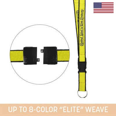 3/4" Woven Detachable Lanyard w/ Split Ring and Back Breakaway - "Elite" We
