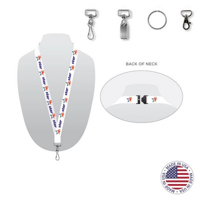 USA Made Full Color Digitally Sublimated Lanyard w/ Safety Sewn Breakaway - 3/8" w/ Clip Choice