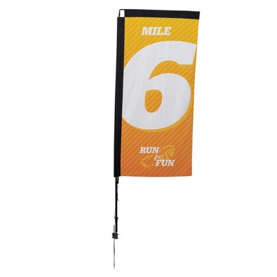 7' Premium Rectangle Sail Sign Flag, 1-Sided, Ground Spike