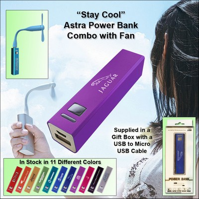 Purple 1800 mAh Astra Power Bank Combo w/Fan No Extra Tariff