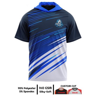 Unisex & Kids' Sublimation 160G Brushed Milk Silk Short Sleeve Hooded T-Shi