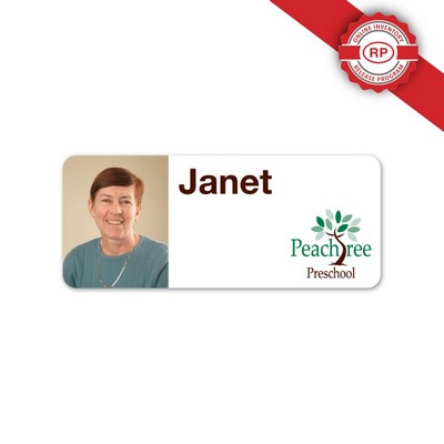 USA Made Tamper Evident Photo ID Badge (1.25"x3") Small Horizontal Rectangle