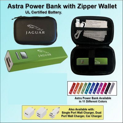Astra Power Bank Gift Set in Zipper Wallet 3000 mAh - Green No Extra Tariff