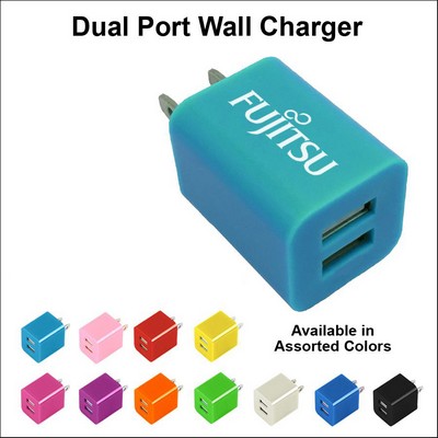 Dual USB 2 Port Wall Charger Light Blue No Extra Tariff