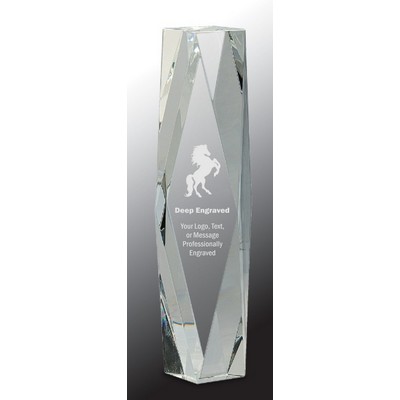 12" Clear Crystal Facet Tower Award