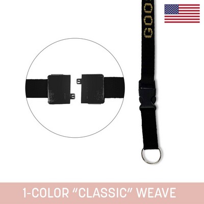 3/4" Woven Detachable Lanyard w/ Split Ring & Back Breakaway - "Classic" We