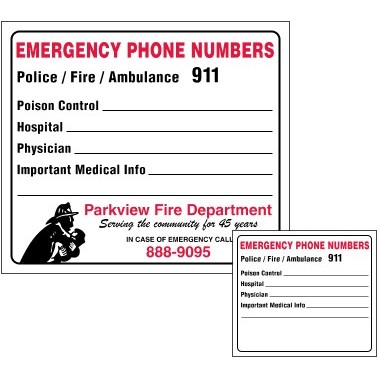 Emergency Phone Number Large Mini Magnet (4"x 3 1/2")