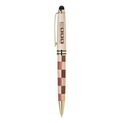 Wood Checkerboard Stylus Pen