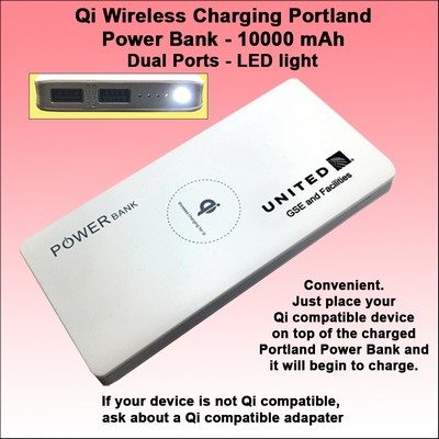 Qi Wireless Charging Portland Power Bank 10000 mAh - White No Extra Tariff