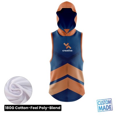 Unisex & Kids' Sublimation Sleeveless Hooded T-Shirt - 180G Cotton-Feel