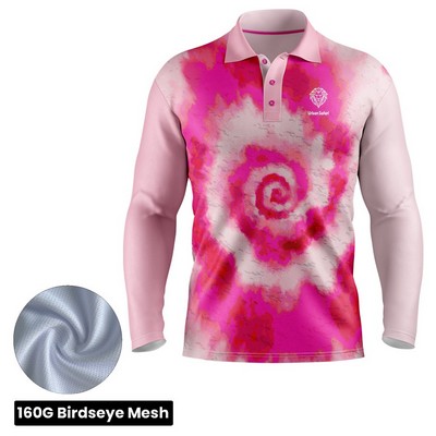 Sublimation Long Sleeve Polo - 160G Birdseye Mesh - Men, Women, Kids