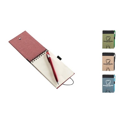 Jot & Go 3.75 x 5.75 Cardboard Spiral Journal with Pen - Colors