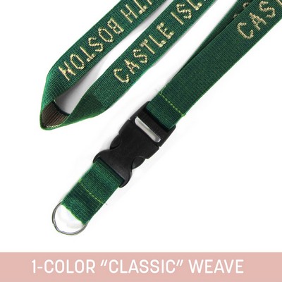 1" Woven Detachable Lanyard w/ Split Ring - "Classic" Weave