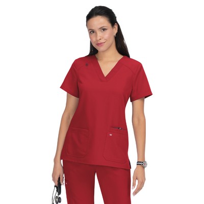 koi - Next Gen - Women's Three-Pocket Wide V-Neck Stretch Hustle and Heart Top