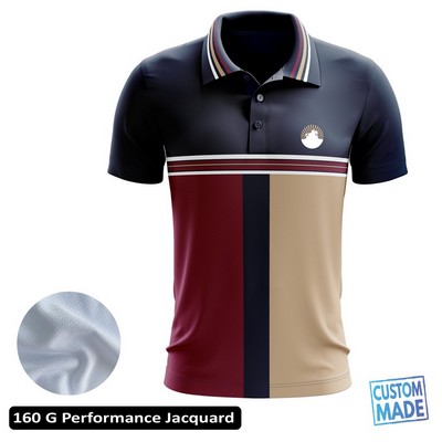 Sublimation Performance Short Sleeve Polo - 160G Jacquard - Men, Women, Kid