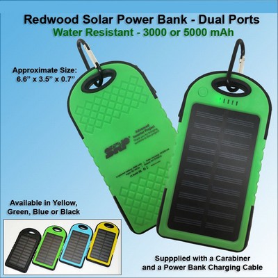 Redwood Solar Power Bank 3000 mAh - Green No Extra Tariff