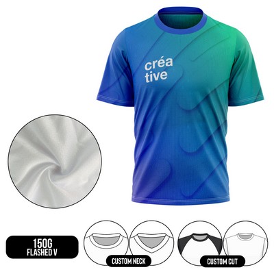 Unisex & Kids' Sublimation Short Sleeve T-Shirt - 150G Flashed V