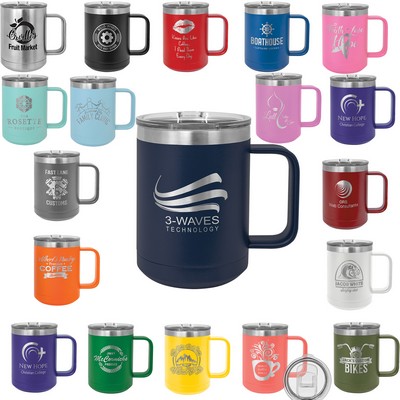 Polar Camel 15 oz. Stainless Steel Coffee Mug w/ Sliding Lid