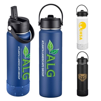 27 oz. Stainless Steel Vacuum Insulated Leak-Proof w/ Lid, Handle & Built-in Straw