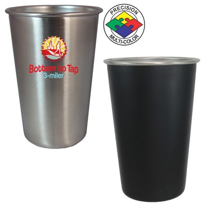 16 Oz. Satin Matte Black Stainless Pint Mixing Glass w/Rolled Lip (Screen Printed)
