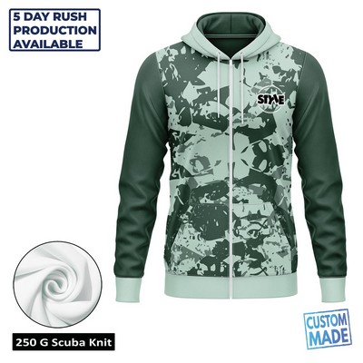 Unisex & Kids' Sublimation 250G Lightweight Scuba Knit Full-Zip Hoodie - Ec