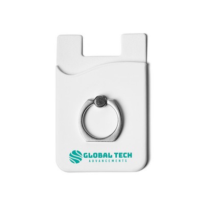 Silicone Card Holder with Metal Ring Phone Stand