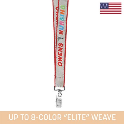3/4" Woven Lanyard w. Swivel Bulldog Clip - "Elite" Weave