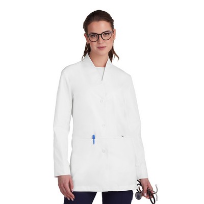 koi - Essentials - Women's Collarless Pearlized Button-Front Care Lab Coat