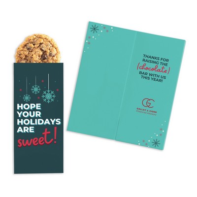 One Color Foil-Stamped Stock Holiday Sentiment Sweeter Cards with Oatmeal Raisin Cookies