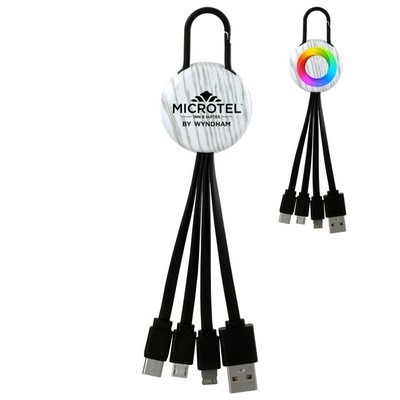 White Wood Clip 3 in 1 Charging Cable