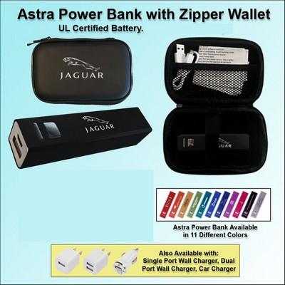 Astra Power Bank Gift Set in Zipper Wallet 3000 mAh - Black No Extra Tariff