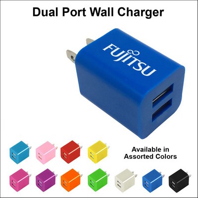 Dual USB 2 Port Wall Charger Dark Blue No Extra Tariff
