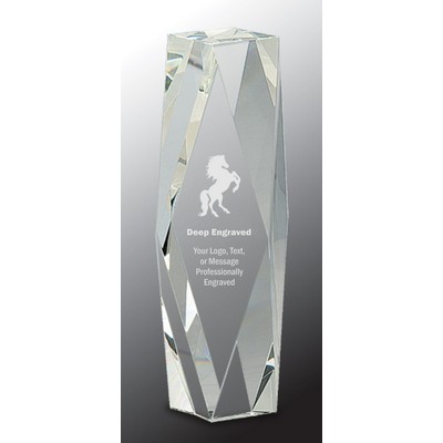 8" Clear Crystal Facet Tower Award