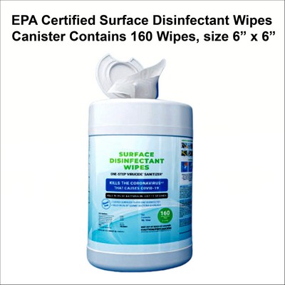EPA Certified USA Made Surface Disinfecting Wipes 160 in a Canister