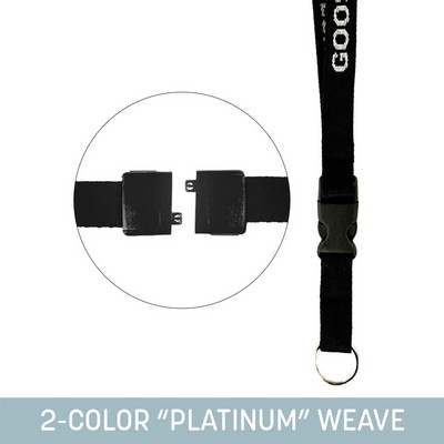 3/4" Woven Detachable Lanyard w/ Split Ring and Back Breakaway - "Platinum"