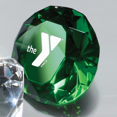 Full-Cut Green Glass Gemstone (Includes Silver Color-Fill)