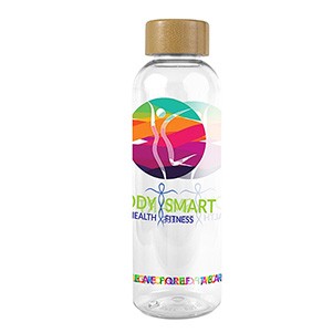 "CLEARLY" 22 oz Recycled RPET Bottle With Bamboo Cap
