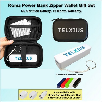 2800 mAh Roma Power Bank Zipper Wallet Gift Set No Extra Tariff