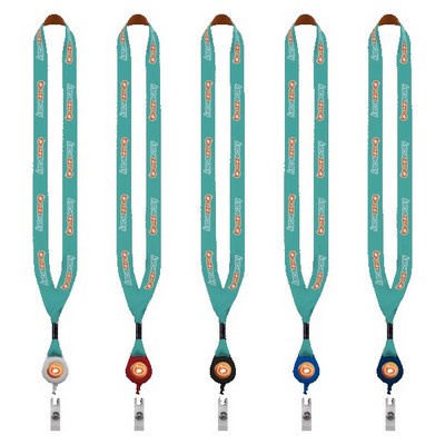 3/4" Dye-Sublimated Lanyard with Metal Crimp & Retractable Badge Reel