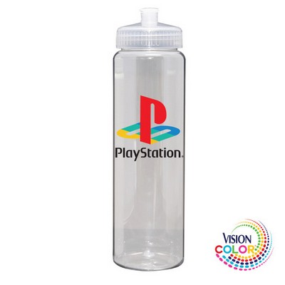 32 Oz. Clear Sport Bottle with Push-pull Lid Full Color Imprint. Made in USA