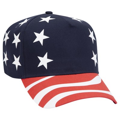 OTTO United States Flag Pattern Cotton Twill 5 Panel Pro Style Baseball Cap