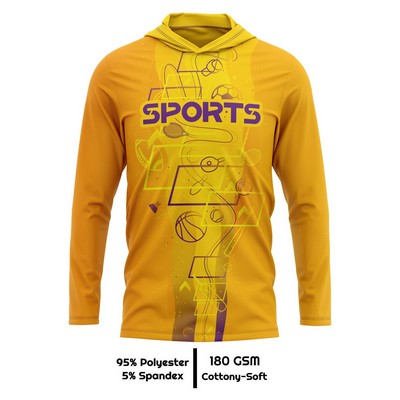 Unisex & Kids' Sublimation 180G Cotton-Feel Long Sleeve Hooded T-Shirt